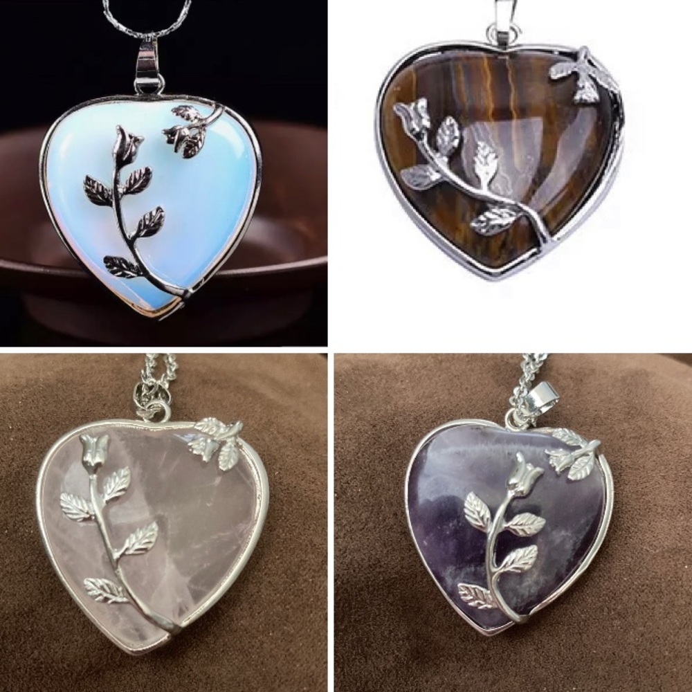 NEW! Beautiful natural stone heart pendant
